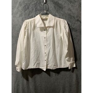 Wah Maker Vintage Collection White Cotton Western Blouse USA Made Small 779240
